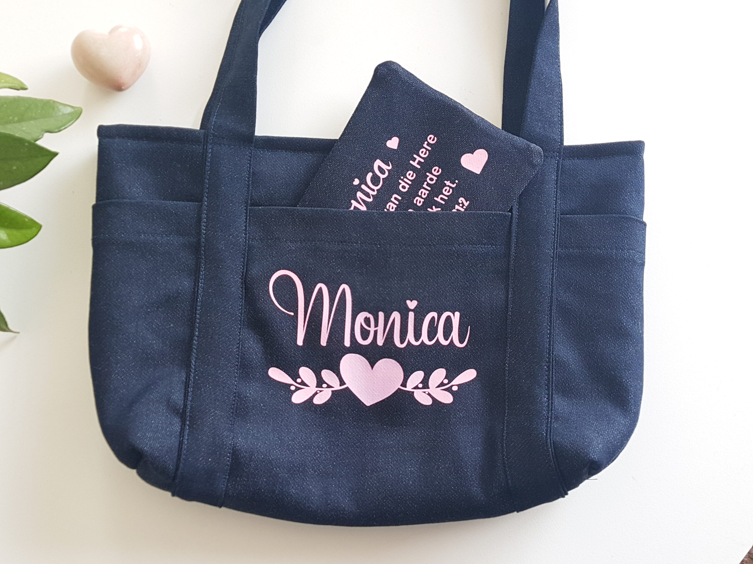 Personalised 6 pocket denim toiletry bag