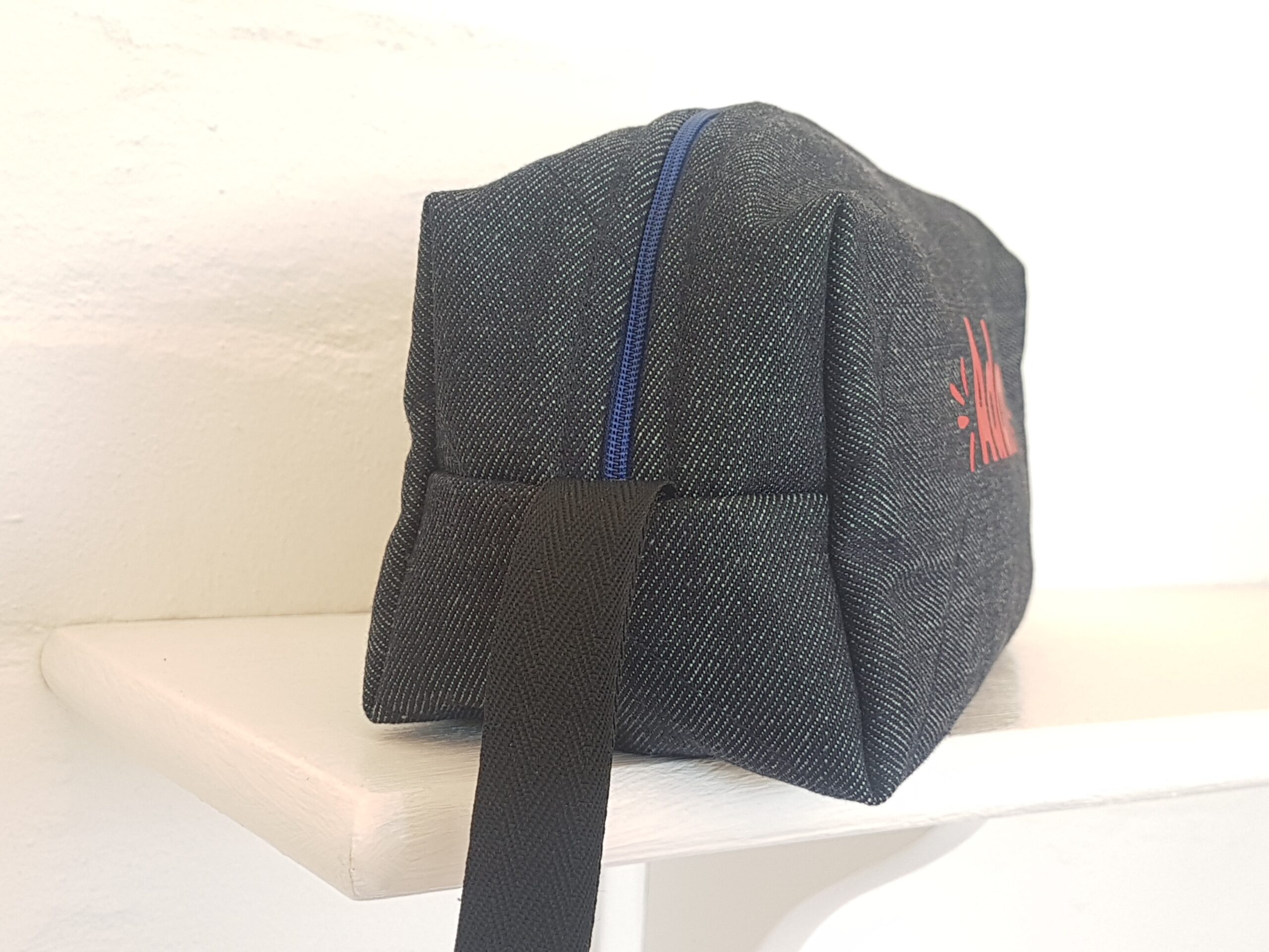 Denim toiletry bag