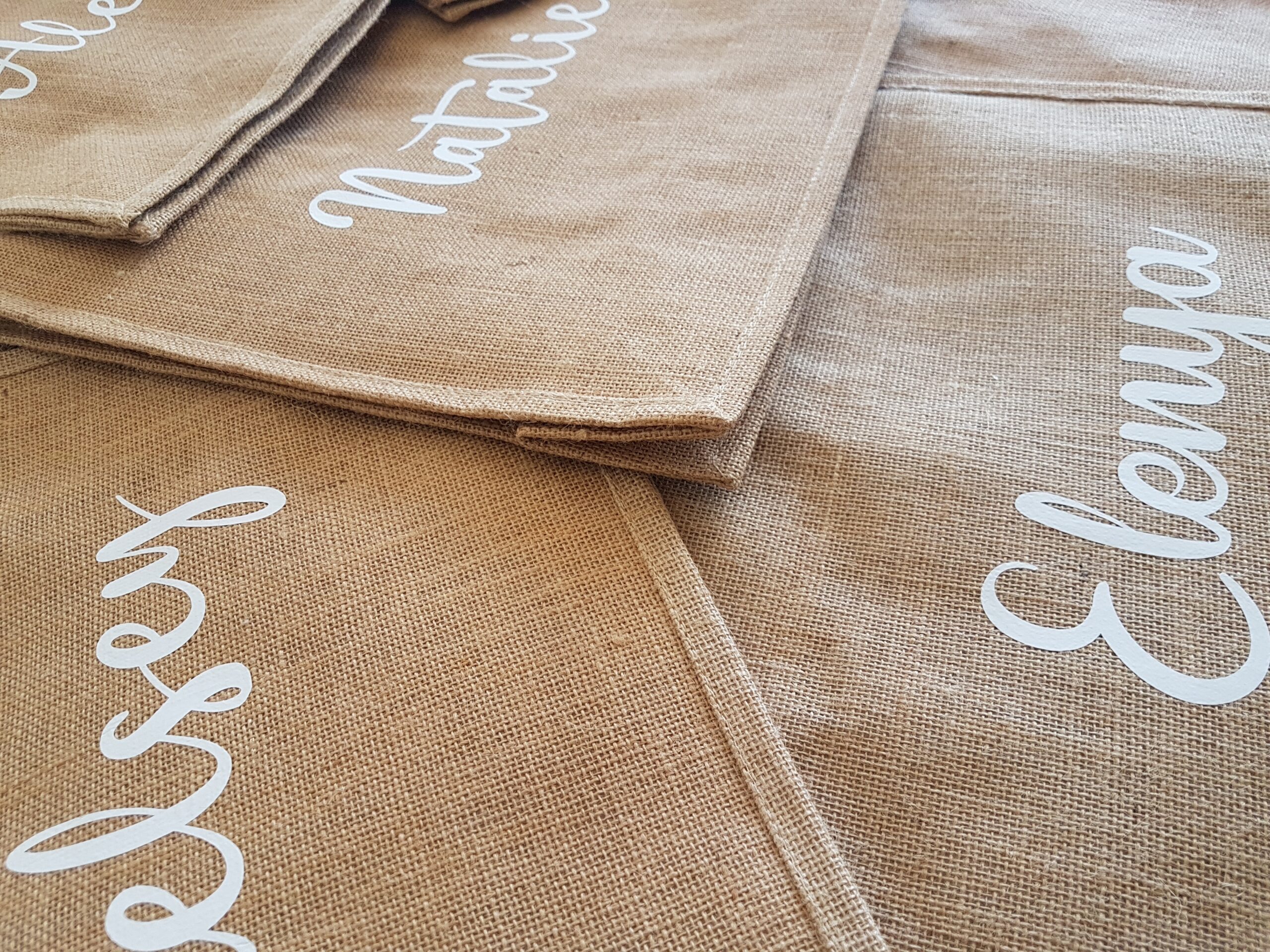 Personalised hessian bag with zip