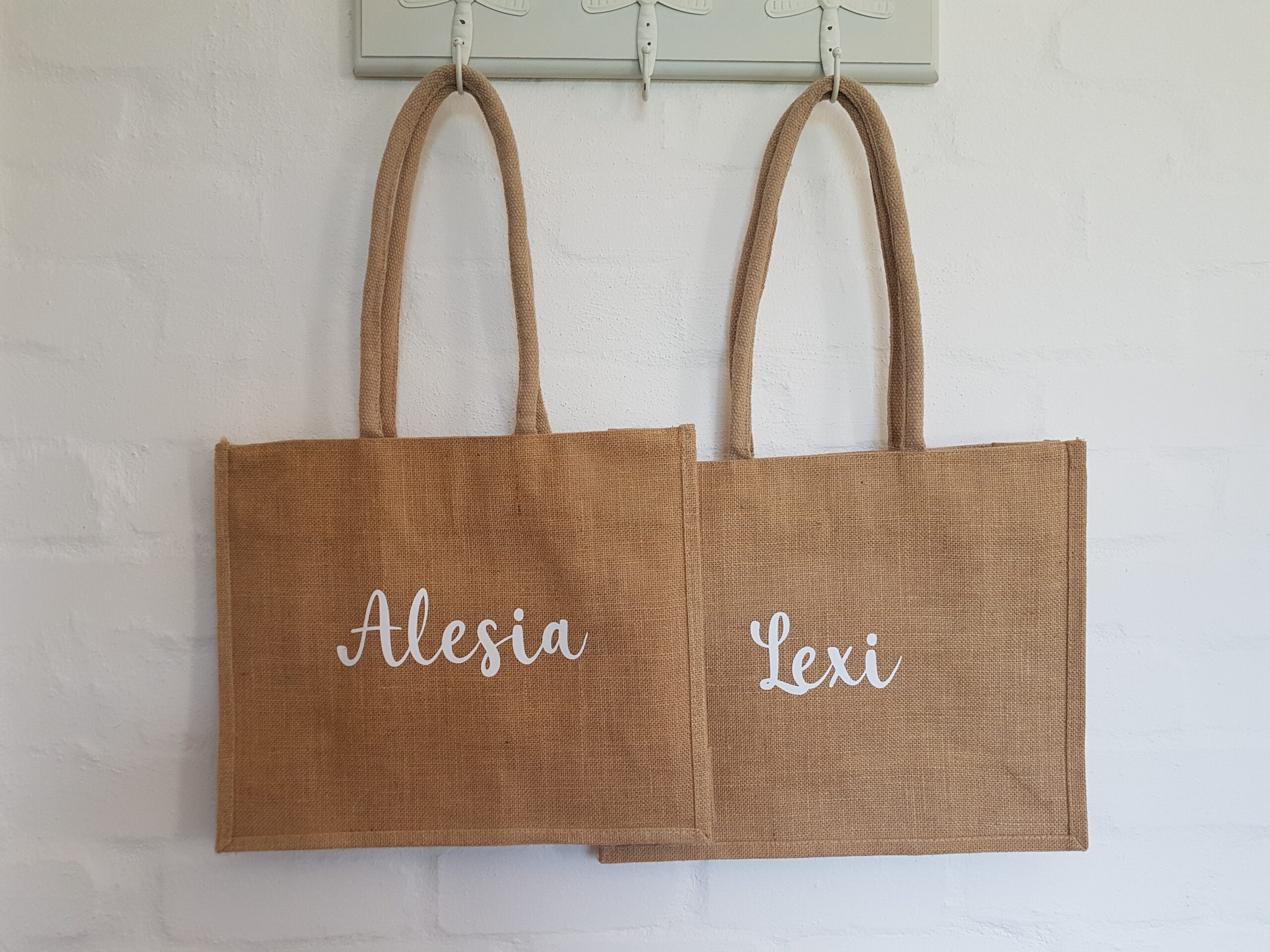 Personalised hessian bag with zip