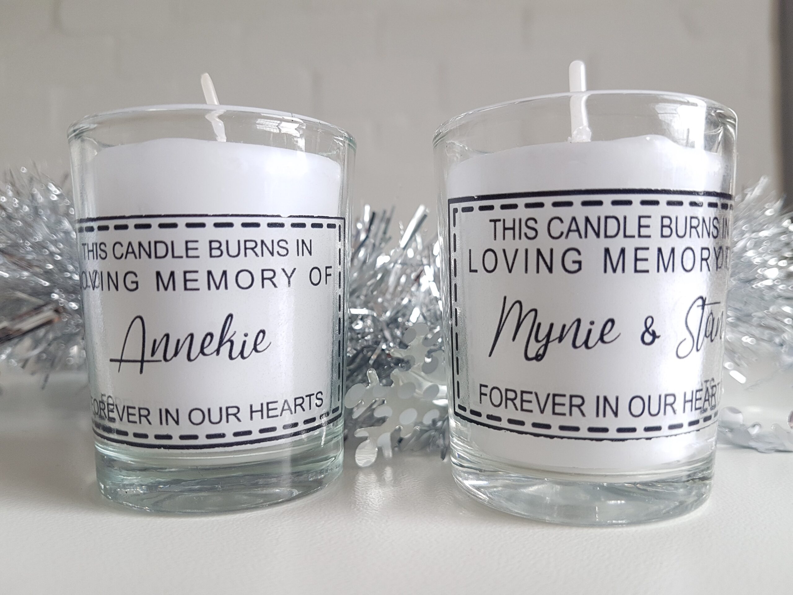 Personalised glass candle holder