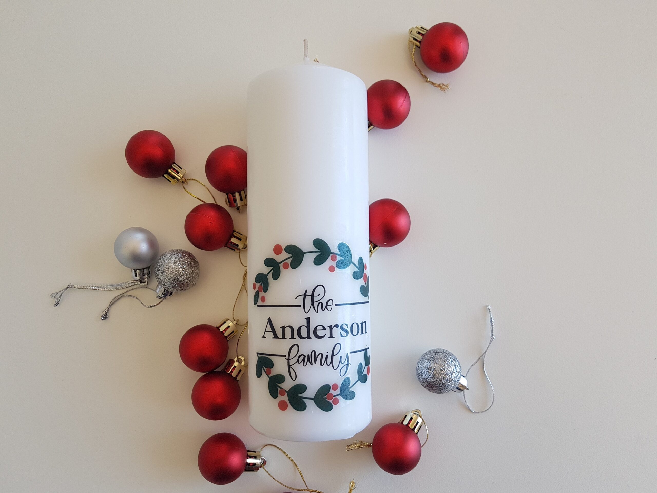 Personalised pillar candle