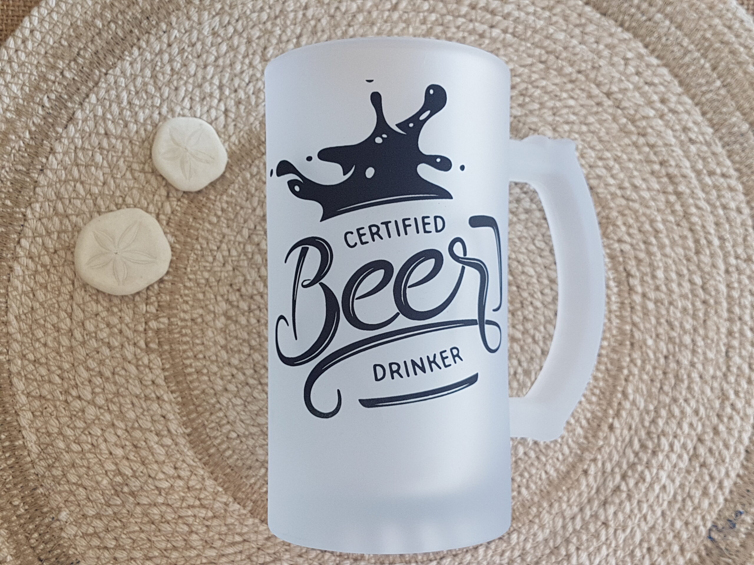 Personalised frosted beer glass